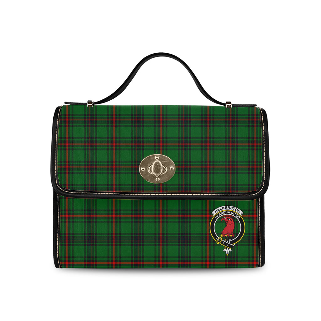 halkerston-tartan-leather-strap-waterproof-canvas-bag-with-family-crest