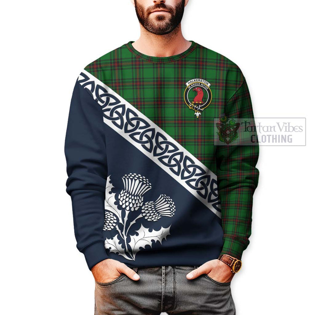 Halkerston Tartan Sweatshirt Featuring Thistle and Scotland Map - Tartan Vibes Clothing