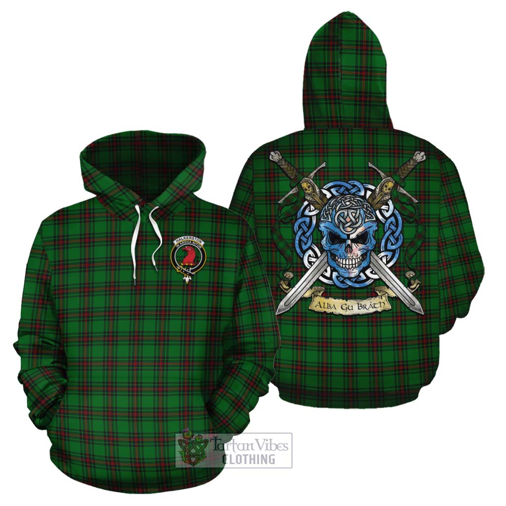 Halkerston Tartan Cotton Hoodie with Family Crest Celtic Skull Style Zip Hoodie - Tartan Vibes Clothing