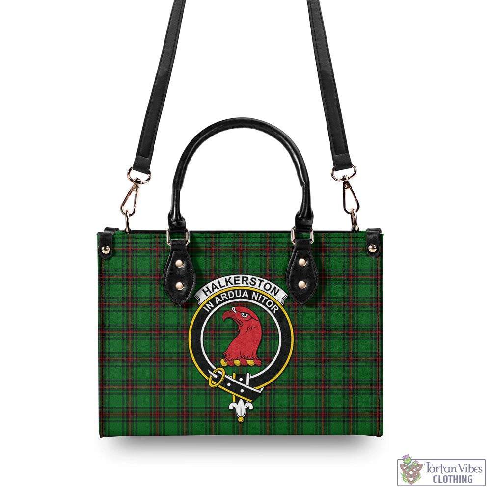 Halkerston Tartan Luxury Leather Handbags with Family Crest - Tartan Vibes Clothing