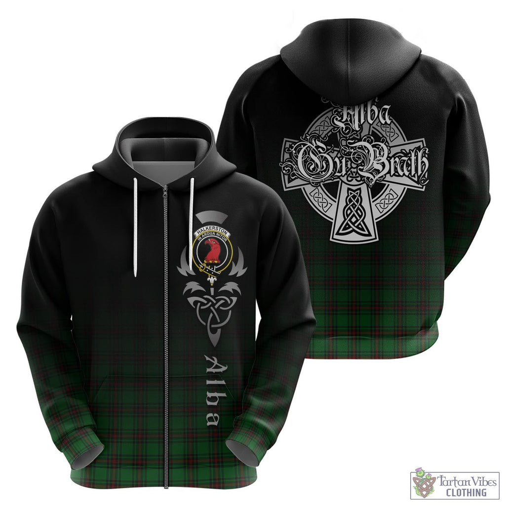 Halkerston Tartan Hoodie Featuring Alba Gu Brath Family Crest Celtic Inspired - Tartan Vibes Clothing