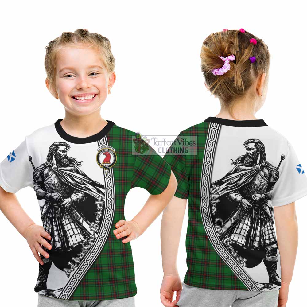Halkerston Tartan Clan Crest Kid T-Shirt with Highlander Warrior Celtic Style - Tartan Vibes Clothing