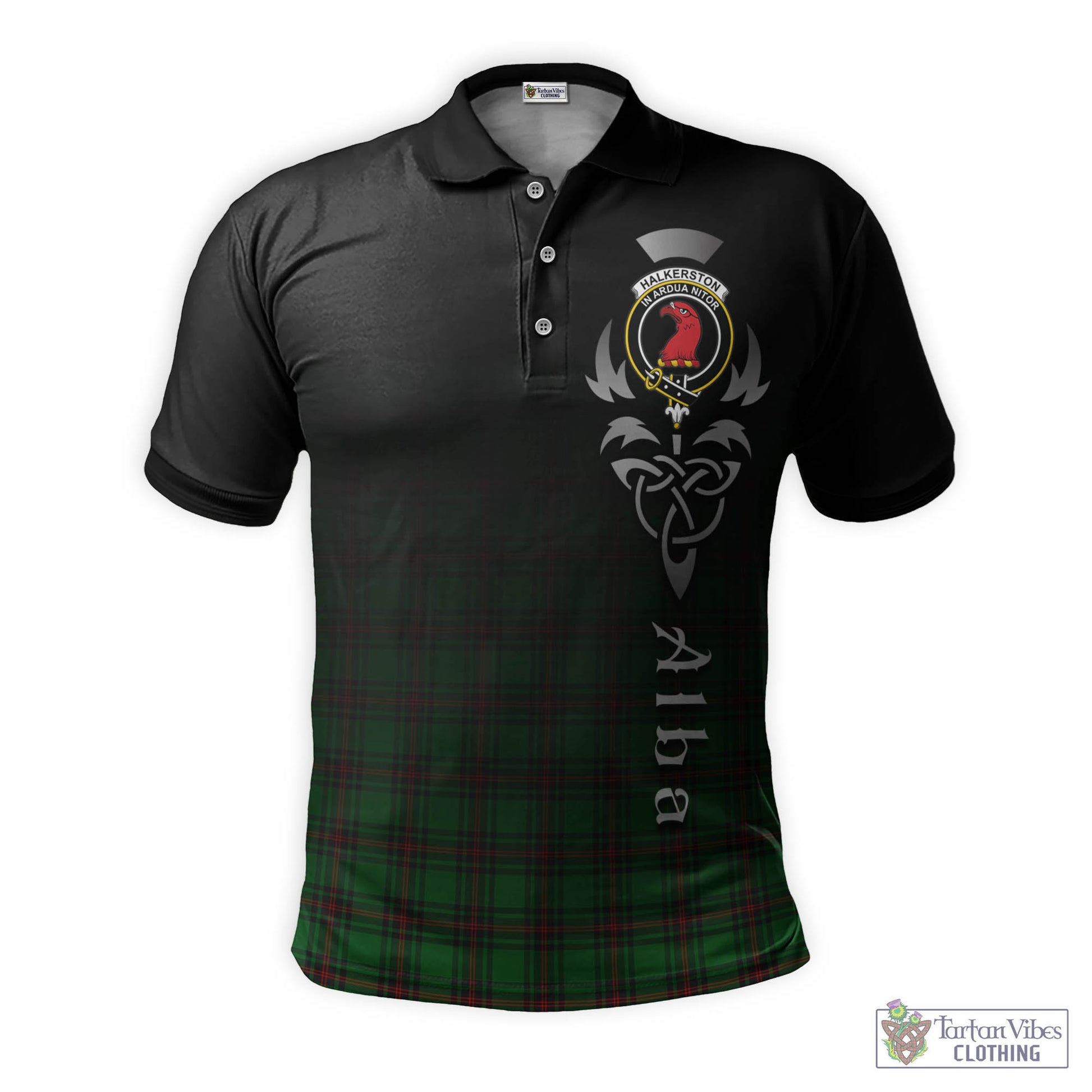 Halkerston Tartan Polo Shirt Featuring Alba Gu Brath Family Crest Celtic Inspired - Tartan Vibes Clothing