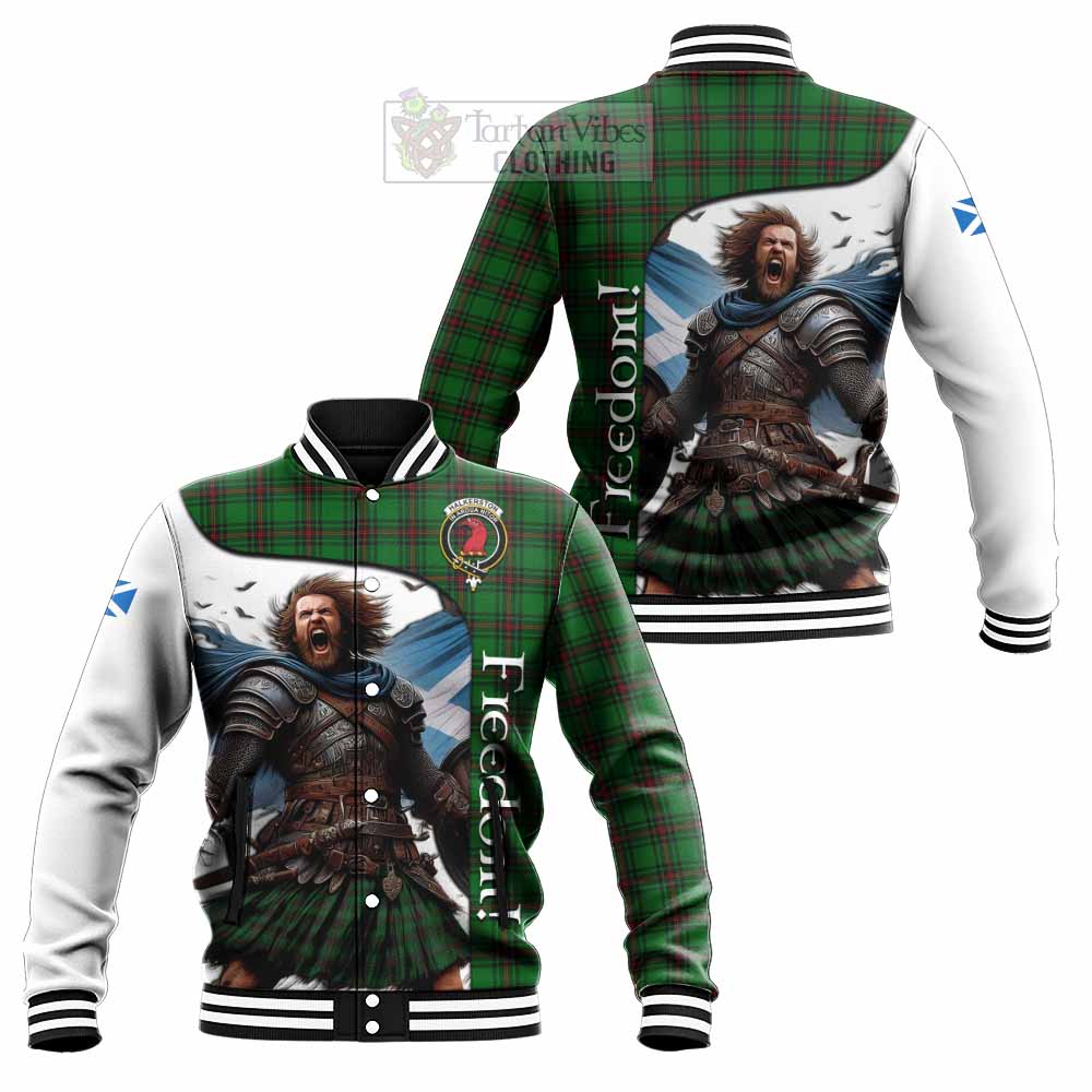 Halkerston Crest Tartan Baseball Jacket Inspired by the Freedom of Scottish Warrior - Tartan Vibes Clothing