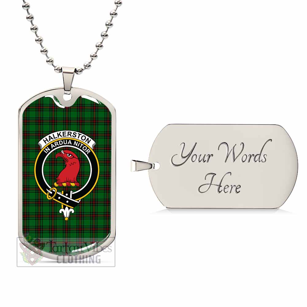 Halkerston Tartan Dog Tag Necklace with Family Crest Silver Yes - Tartan Vibes Clothing