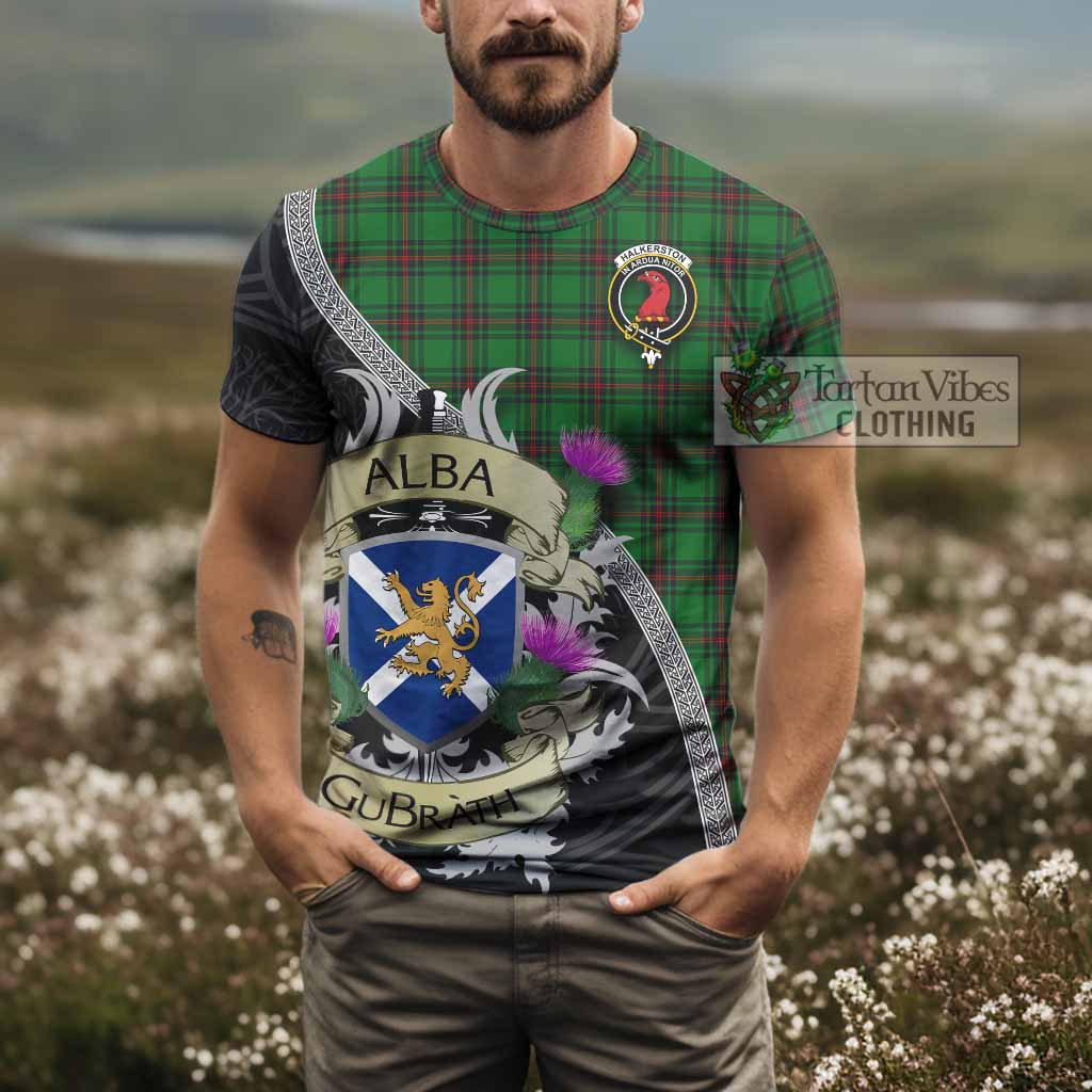 Halkerston Tartan Family Crest T-Shirt Lion Rampant Royal Thistle Shield Celtic Inspired - Tartan Vibes Clothing