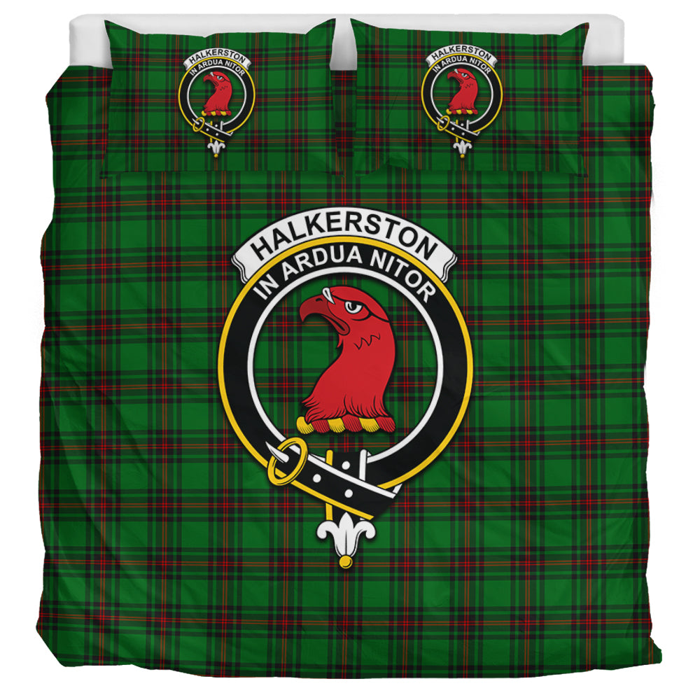 Halkerston Tartan Bedding Set with Family Crest UK Bedding Set UK Super King 104*94 inch - Tartan Vibes Clothing