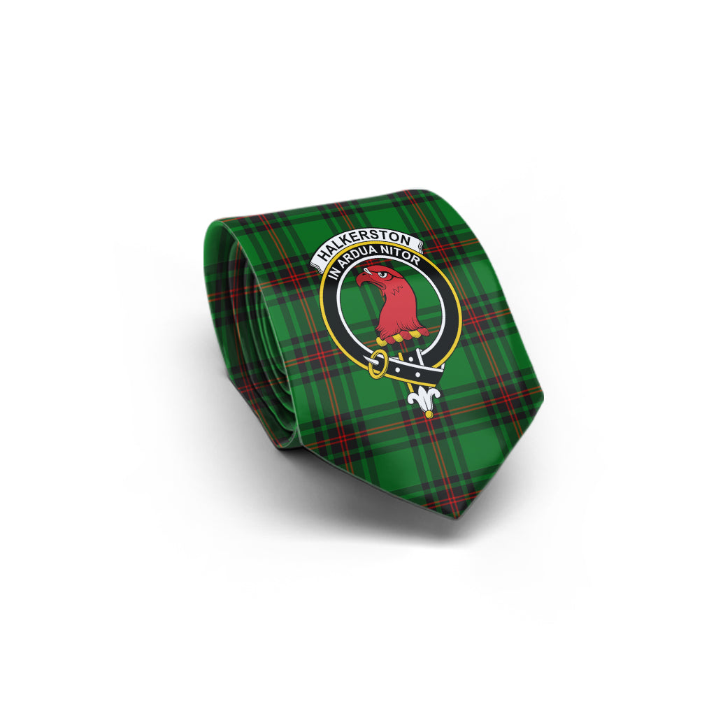 Halkerston Tartan Classic Necktie with Family Crest - Tartan Vibes Clothing