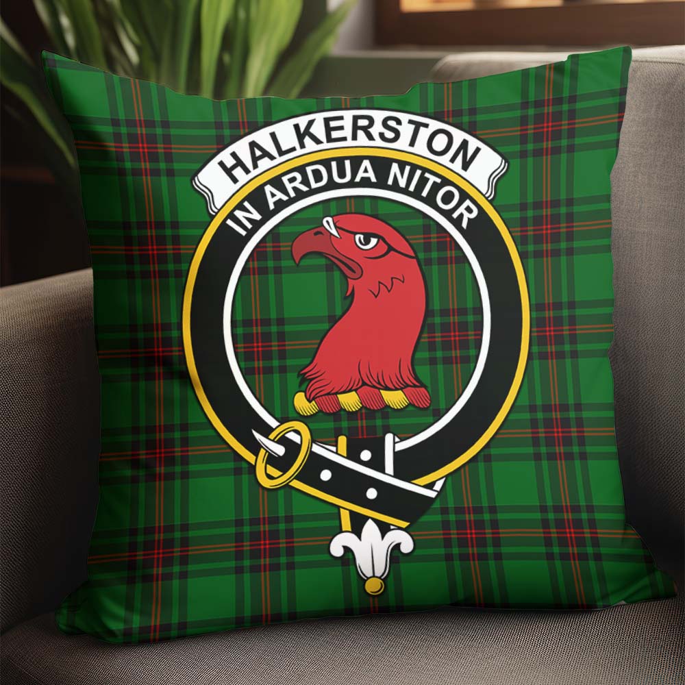 Halkerston Tartan Pillow Cover with Family Crest - Tartan Vibes Clothing
