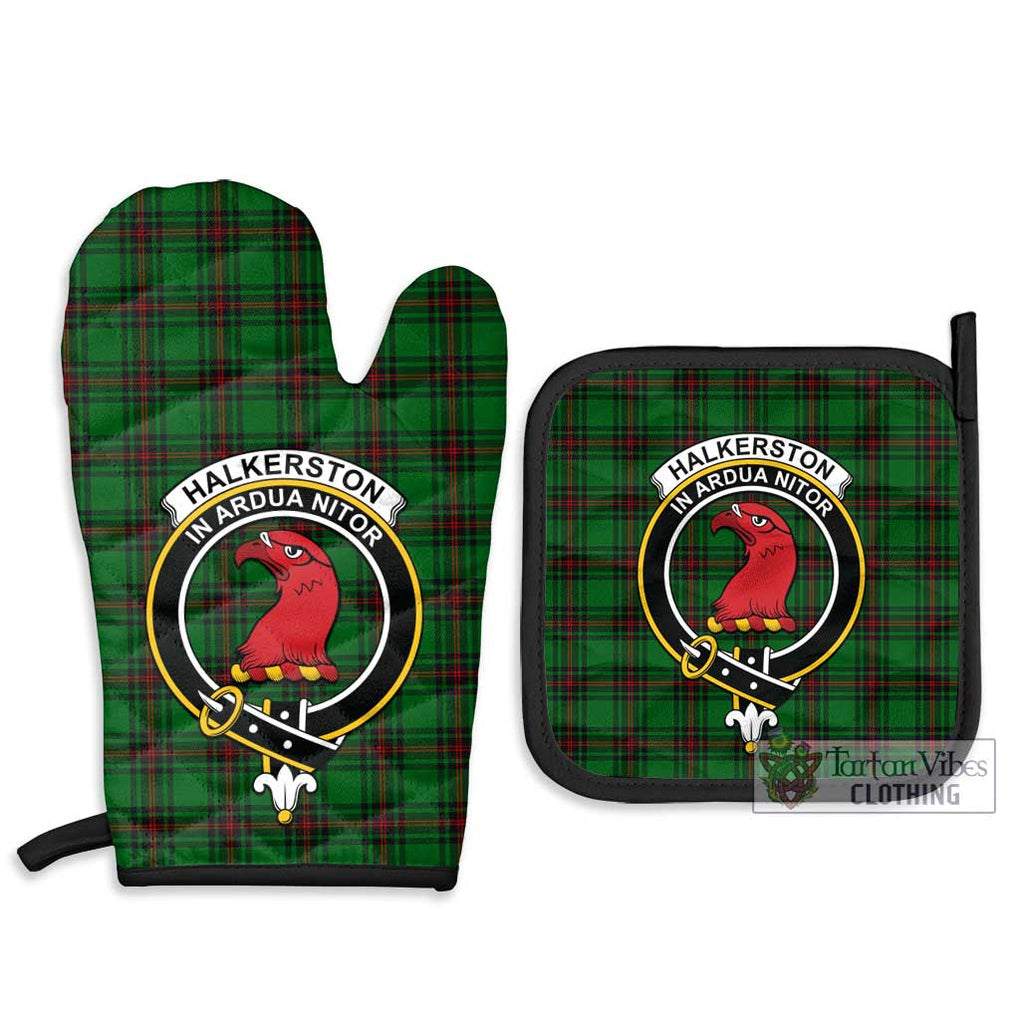 Halkerston Tartan Combo Oven Mitt & Pot-Holder with Family Crest - Tartan Vibes Clothing