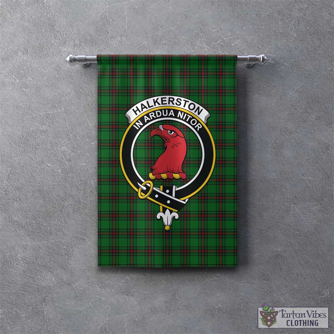 Halkerston Tartan Gonfalon, Tartan Banner with Family Crest - Tartan Vibes Clothing