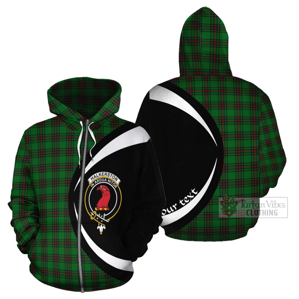 Halkerston Tartan Cotton Hoodie with Family Crest Circle Style - Tartan Vibes Clothing