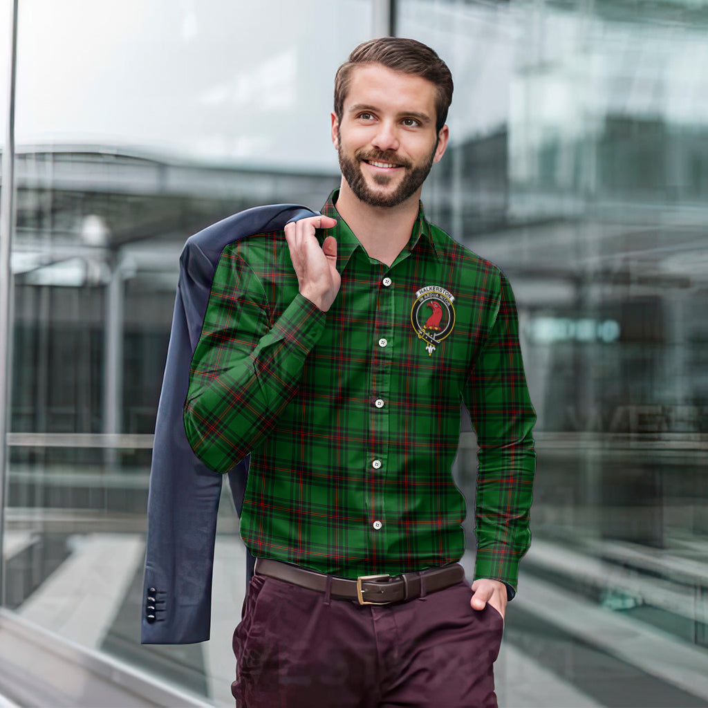 Halkerston Tartan Long Sleeve Button Up Shirt with Family Crest - Tartan Vibes Clothing