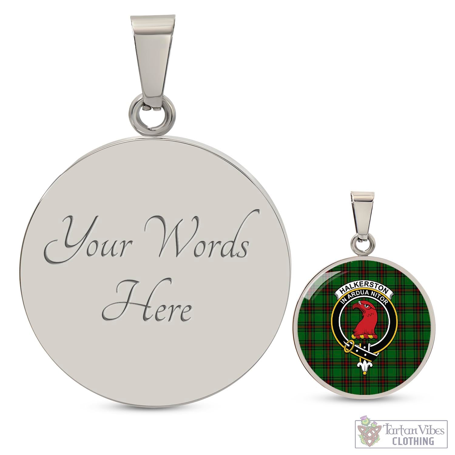 Halkerston Tartan Circle Necklace with Family Crest Luxury Necklace (Silver) Yes - Tartan Vibes Clothing