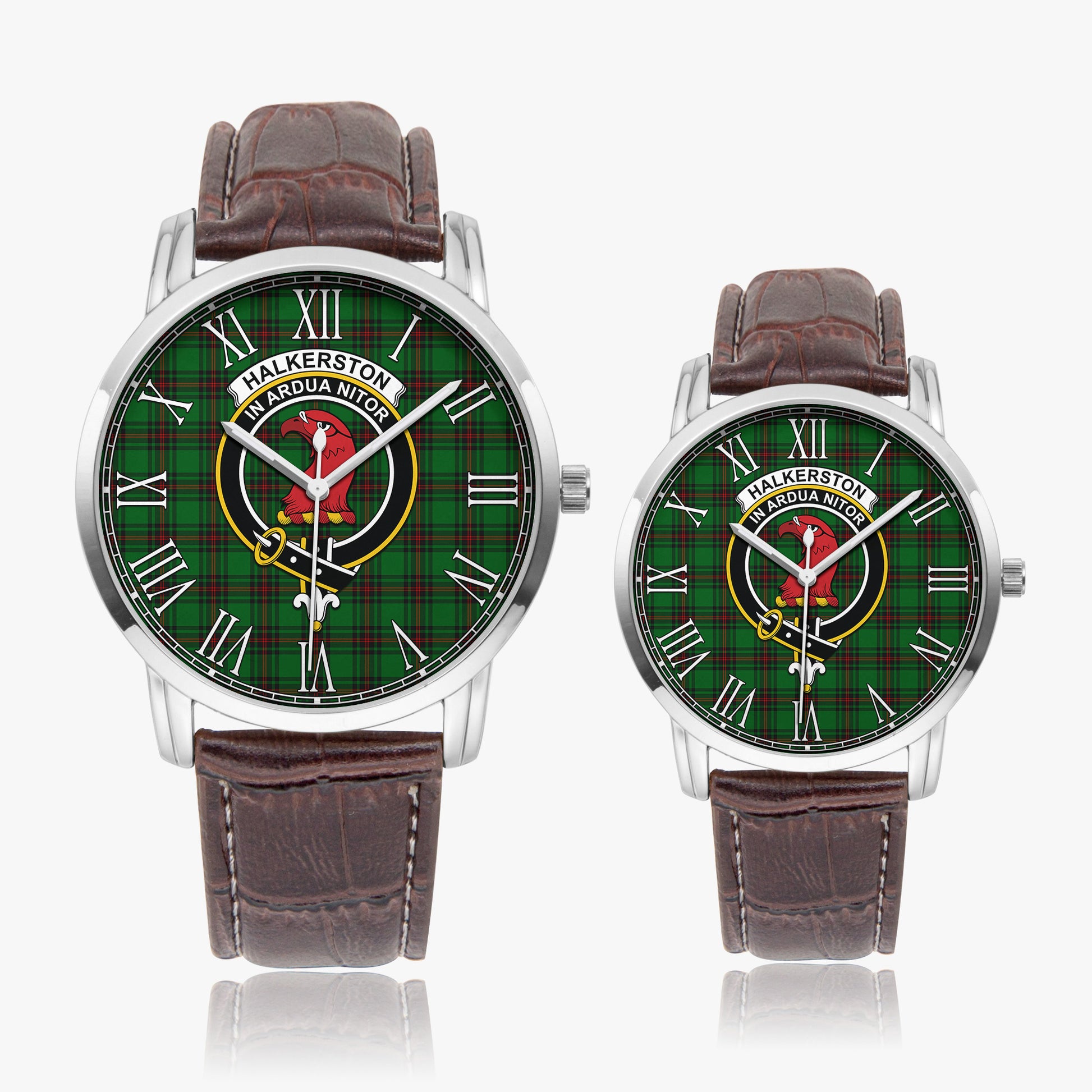 Halkerston Tartan Family Crest Leather Strap Quartz Watch - Tartanvibesclothing