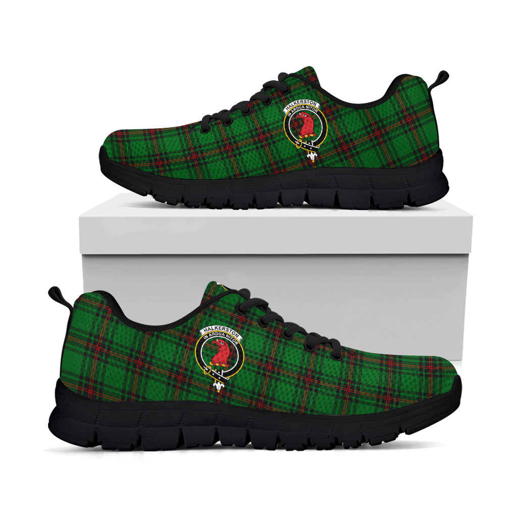 Halkerston Tartan Sneakers with Family Crest - Tartan Vibes Clothing