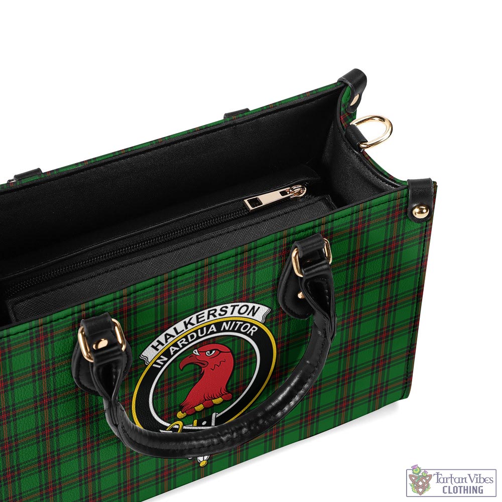 Halkerston Tartan Luxury Leather Handbags with Family Crest - Tartan Vibes Clothing