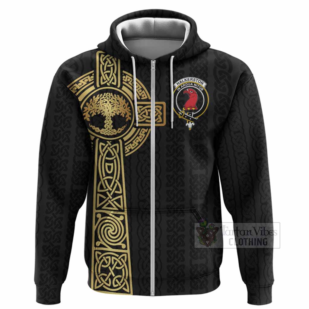 Halkerston Clan Crest Hoodie with Celtic Tree of Life Inspired