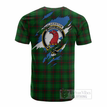 Halkerston Clan Crest In Me Tartan Cotton T-shirt Scotland Flag Style