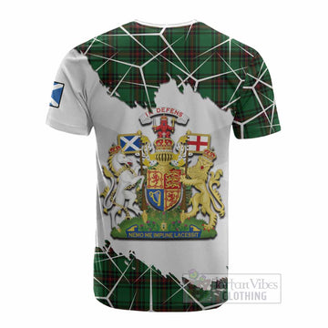 Halkerston Tartan Cotton T-shirt with Family Crest and Lion Rampant Grunge Style