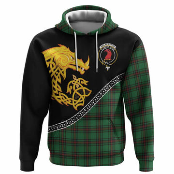 Halkerston Tartan Crest Hoodie Legendary Dragon Knot Half Style