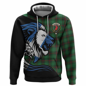 Halkerston Tartan Crest Hoodie Scottish Golden Lions Wave Flow