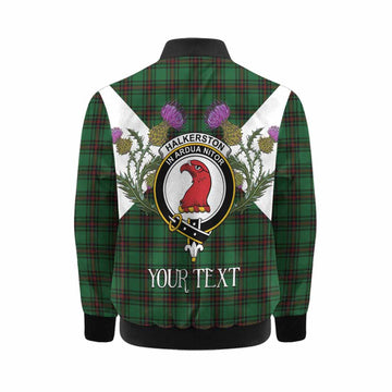 Halkerston Tartan Family Crest Kid Bomber Jacket Scottish Burns Night Thistle Floral