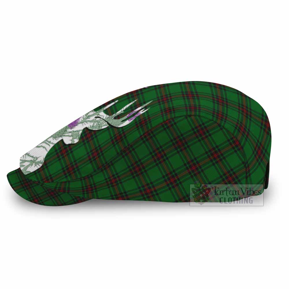 Halkerston Tartan Flat Cap, Jeff Cap Scottish Stag Thistle Floral Art