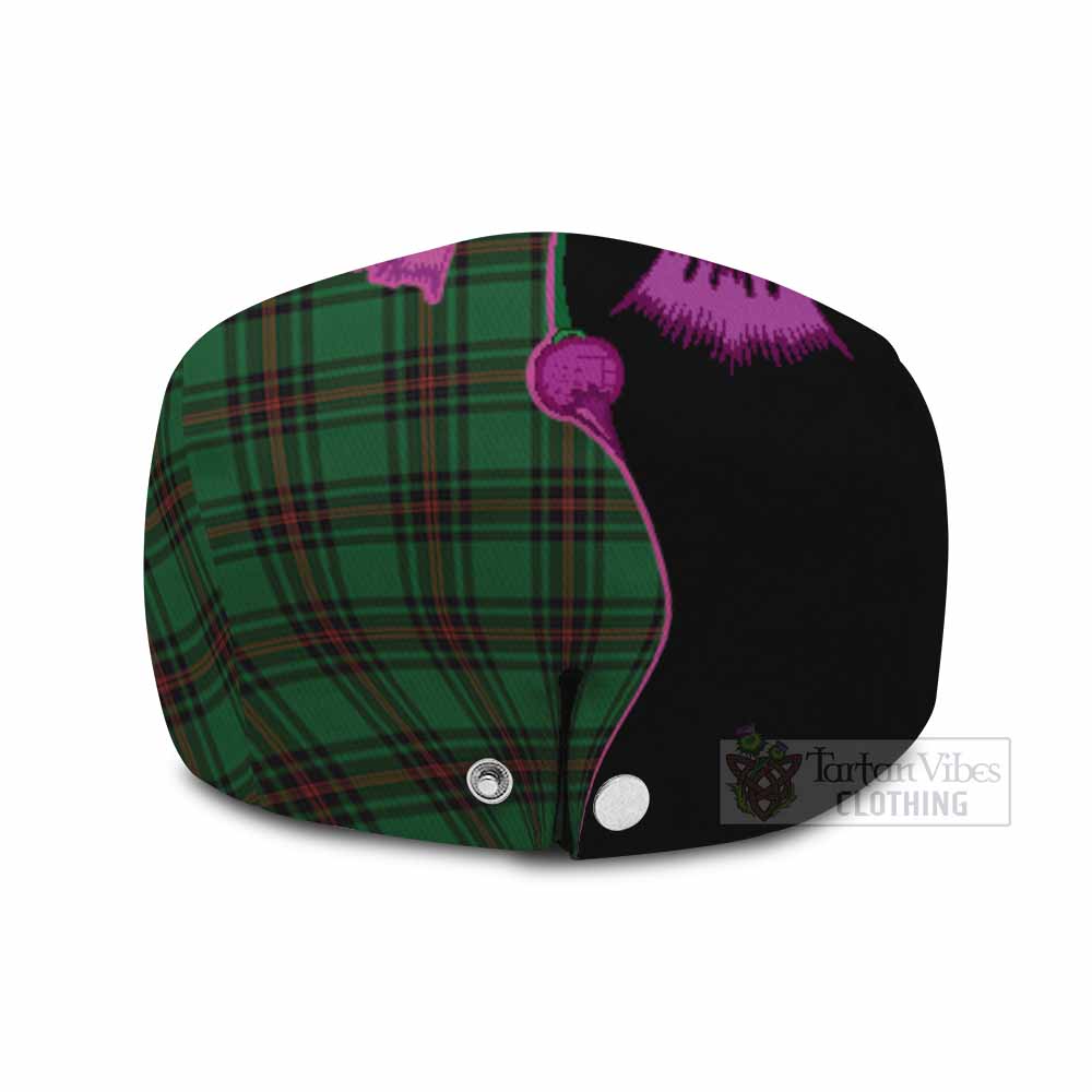 Halkerston Tartan Flat Cap, Jeff Cap Traditional Scottish Thistle