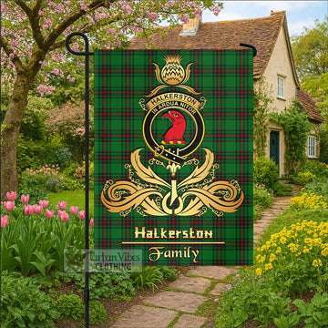 Halkerston Tartan Garden Flag with Highland Thistle Cherish Family Crest Style - Tartan Vibes Clothing