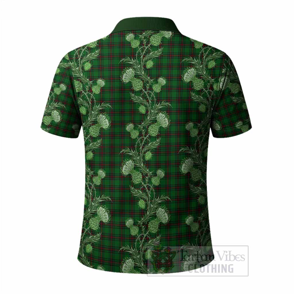 Halkerston Tartan Polo Shirt Seamless Scottish Thistle Flowers