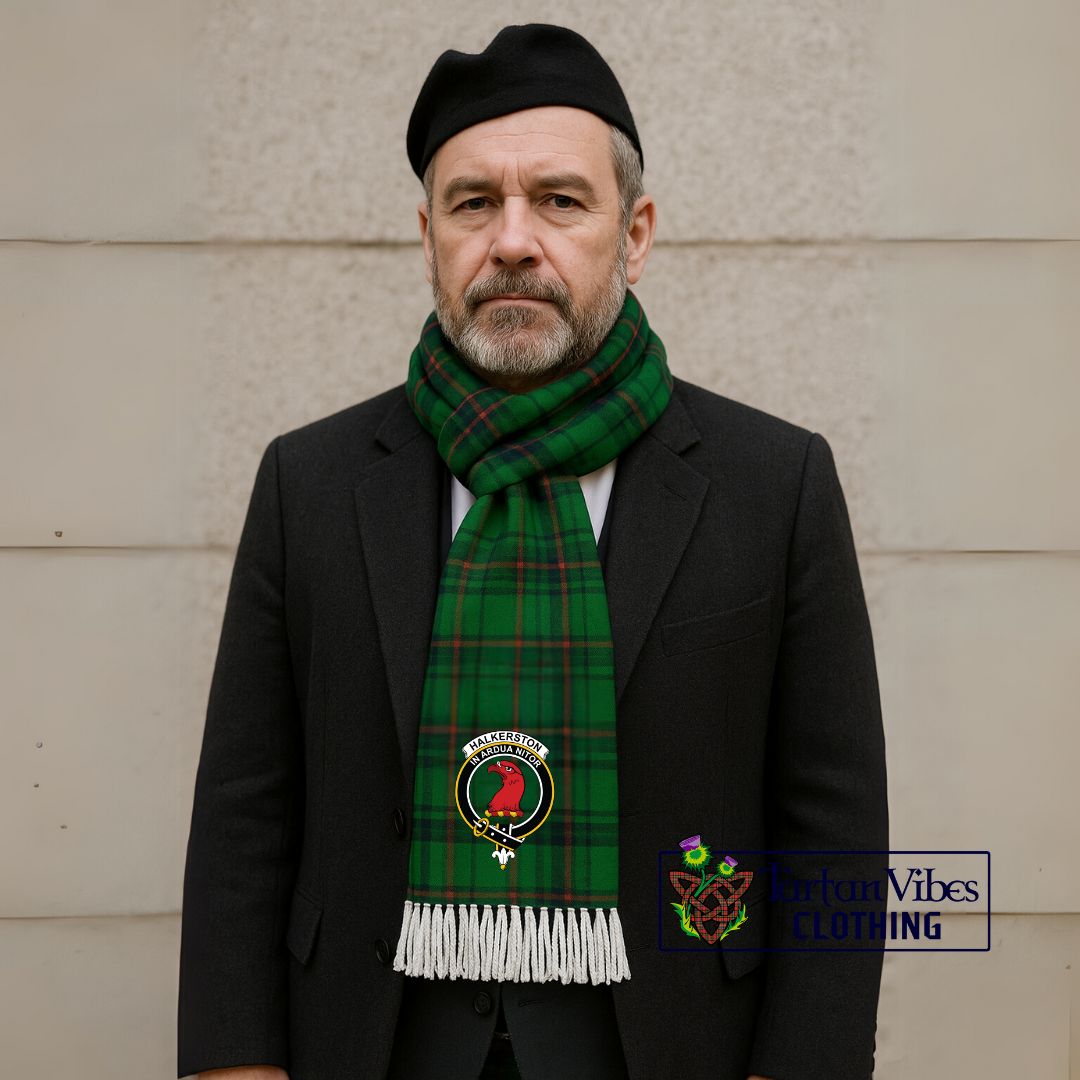 Halkerston Tartan Ruffneck Scarf with Family Crest