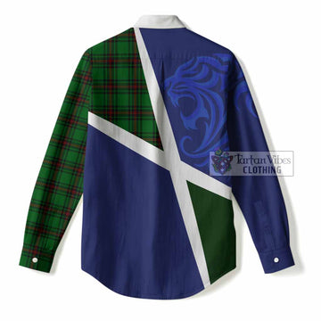 Halkerston The Scottish Football Crest Women Casual Shirt Lion-Tartan Army