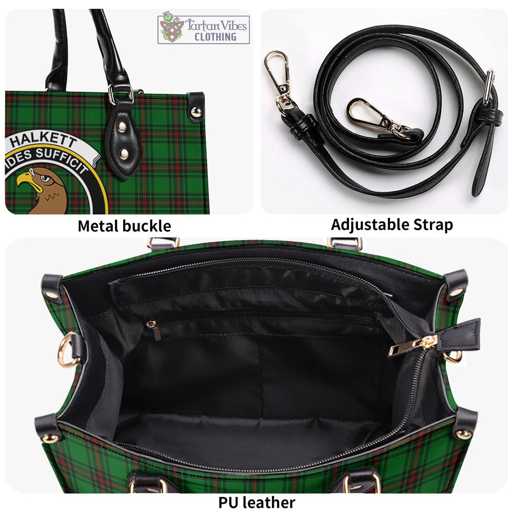 Halkett Tartan Luxury Leather Handbags with Family Crest - Tartan Vibes Clothing