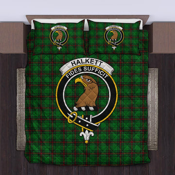 Halkett Tartan Quilt Bed Set with Family Crest King - Tartan Vibes Clothing