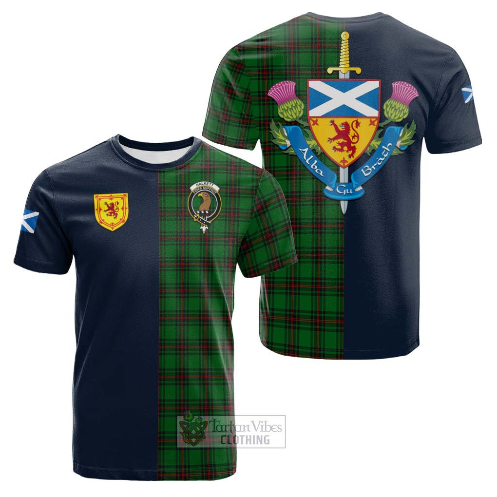 Halkett Tartan Cotton T-shirt Alba with Scottish Lion Royal Arm Half Style Kid's Shirt - Tartan Vibes Clothing