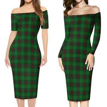 Halkett Tartan Off Shoulder Lady Dress Women's Dress - Tartan Vibes Clothing