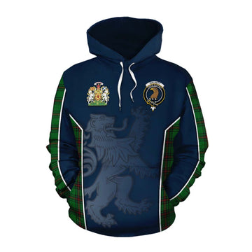 Halkett Tartan Cotton Hoodie with Family Crest and Lion Rampant Vibes Sport Style Pullover Hoodie XS - Tartan Vibes Clothing
