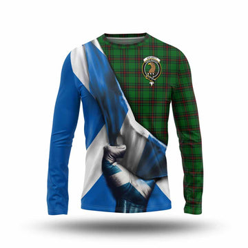 Halkett Tartan Long Sleeve T-Shirt with Family Crest Scotland Patriotic Style Unisex - Tartan Vibes Clothing
