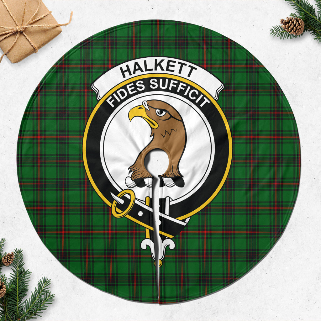 Halkett Tartan Christmas Tree Skirt with Family Crest 47*47 inch - Tartan Vibes Clothing