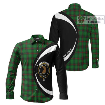 Halkett Tartan Long Sleeve Button Up with Family Crest Circle Style Men's Shirt S - Tartan Vibes Clothing