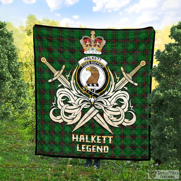Halkett Tartan Quilt with Clan Crest and the Golden Sword of Courageous Legacy Super King Quilt 91" x 110" - Tartan Vibes Clothing