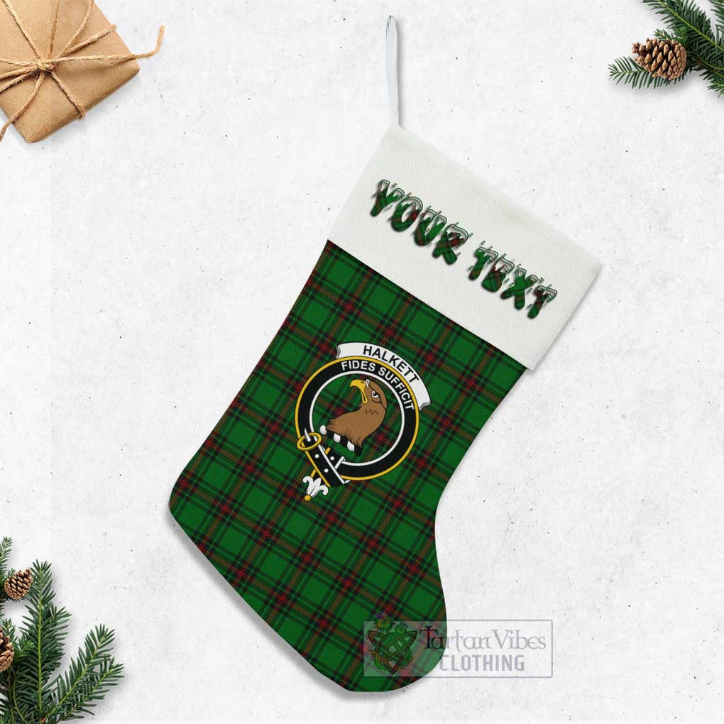 Halkett Tartan Family Crest Christmas Stocking with Personalized Text - Tartan Vibes Clothing