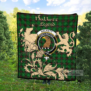 Tartan Vibes Clothing Halkett Tartan Quilt with Family Crest and Scottish Symbol Style