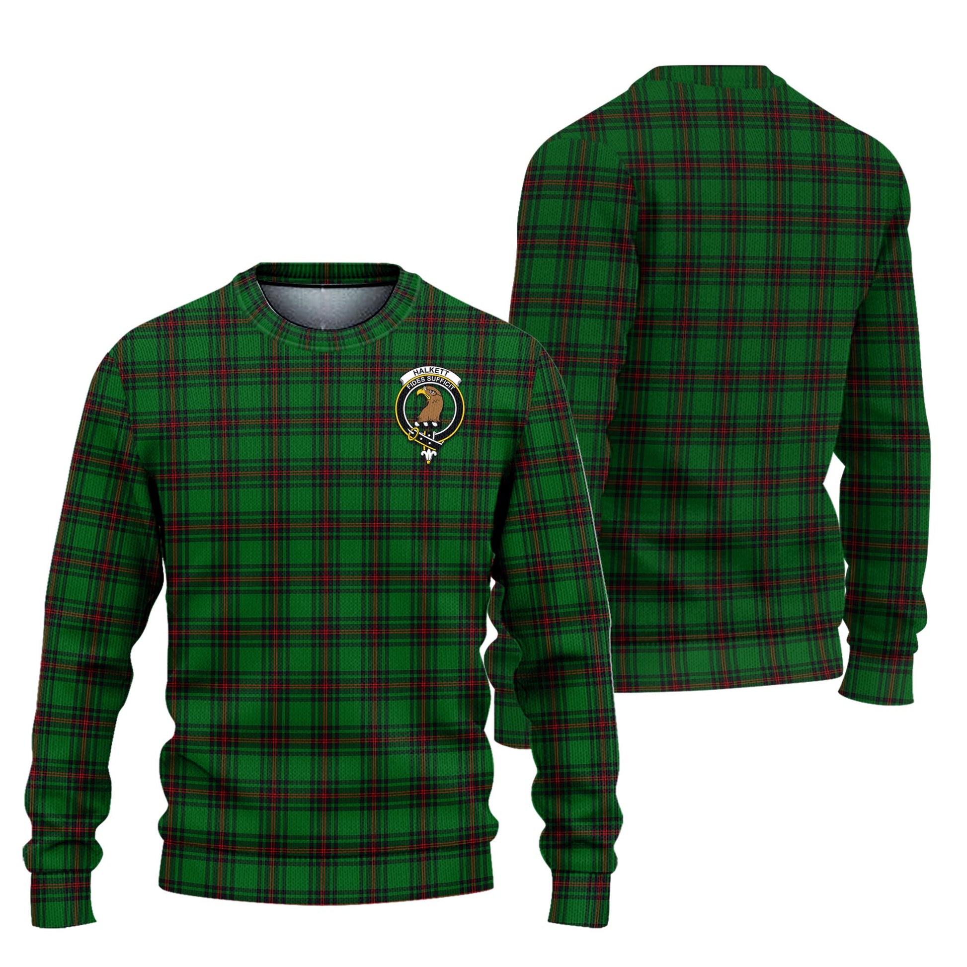 Halkett Tartan Ugly Sweater with Family Crest Unisex - Tartan Vibes Clothing
