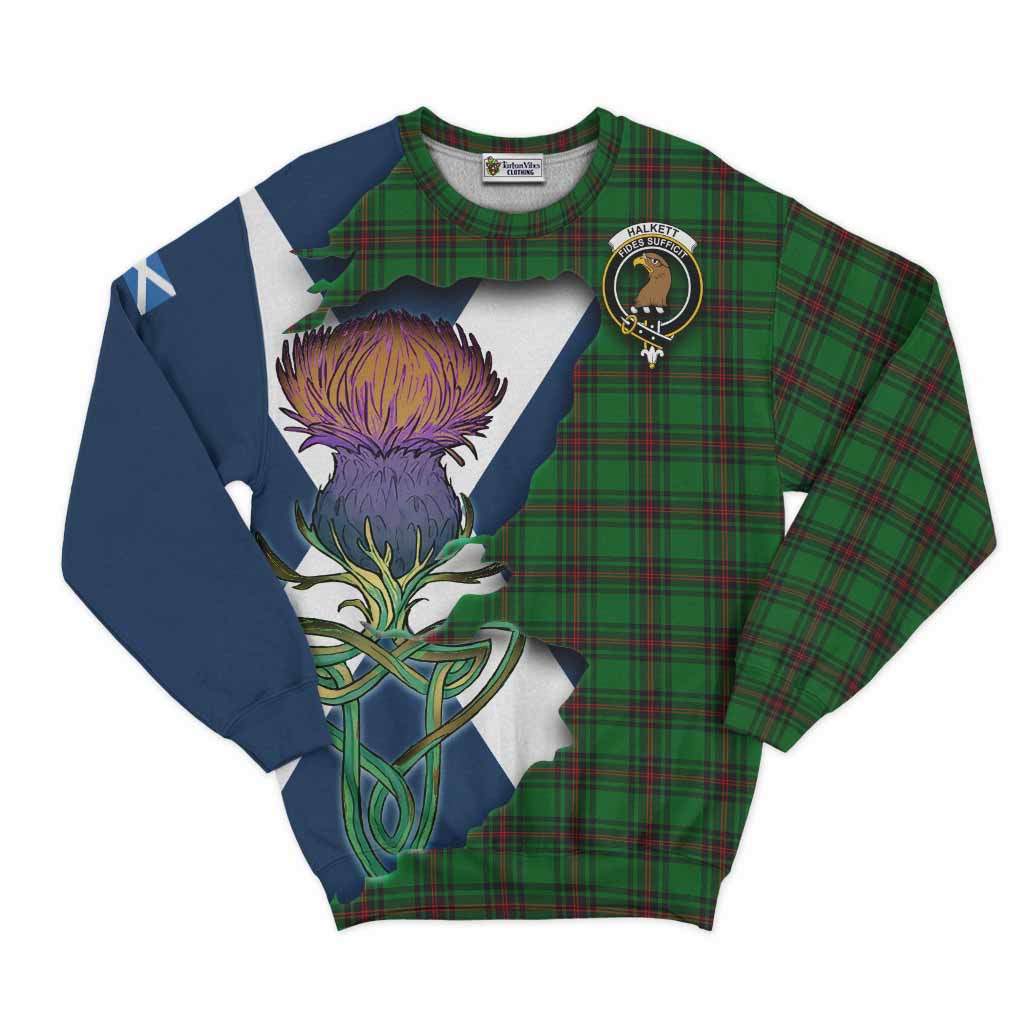 Halkett Tartan Family Crest Sweatshirt Scottish Thistle Celtic Inspired Unisex - Tartan Vibes Clothing