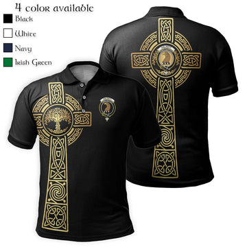 Halkett Clan Polo Shirt with Golden Celtic Tree Of Life