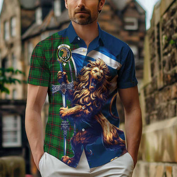 Halkett Tartan Family Crest Hawaiian Shirt with Scottish Majestic Lion Kid - Tartan Vibes Clothing