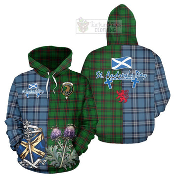 Halkett Tartan Hoodie Happy St. Andrew's Day Half Tartan Style Zip Hoodie - Tartan Vibes Clothing