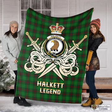 Halkett Tartan Blanket with Clan Crest and the Golden Sword of Courageous Legacy